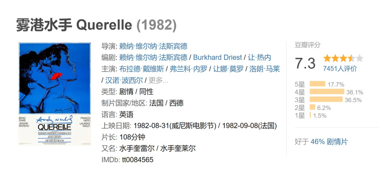 雾港水手 Querelle (1982) - 夸克网盘 资源封面图