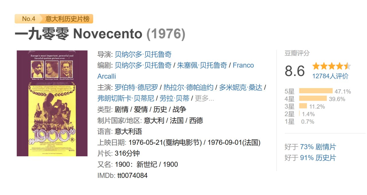 一九零零 Novecento (1976) - 夸克网盘 资源封面图