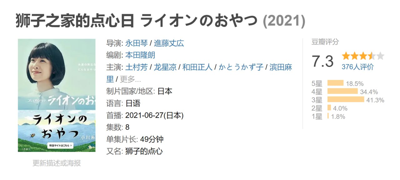 狮子之家的点心日（2021）高清日语中字.全8集 - 夸克网盘 资源封面图