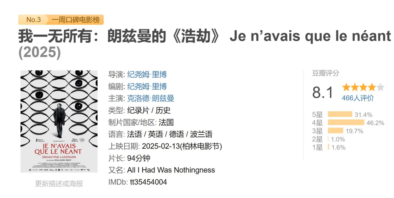 我一无所有：朗兹曼的《浩劫》（2025）1080P.中英双字 - 夸克网盘 资源封面图