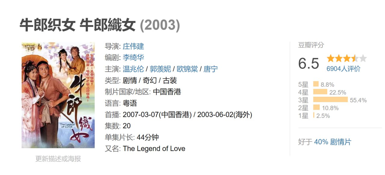 N.牛郎织女2003 温兆伦、郭羡妮 - 夸克网盘 资源封面图