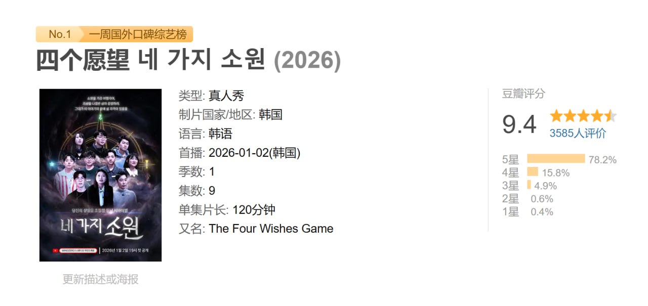 四个愿望（2026）1080P.韩语中字.全9期 - 夸克网盘 资源封面图