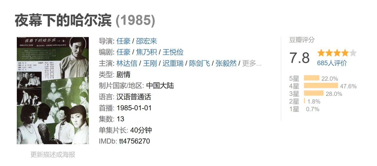 夜幕下的哈尔滨 1985 - 夸克网盘 资源封面图