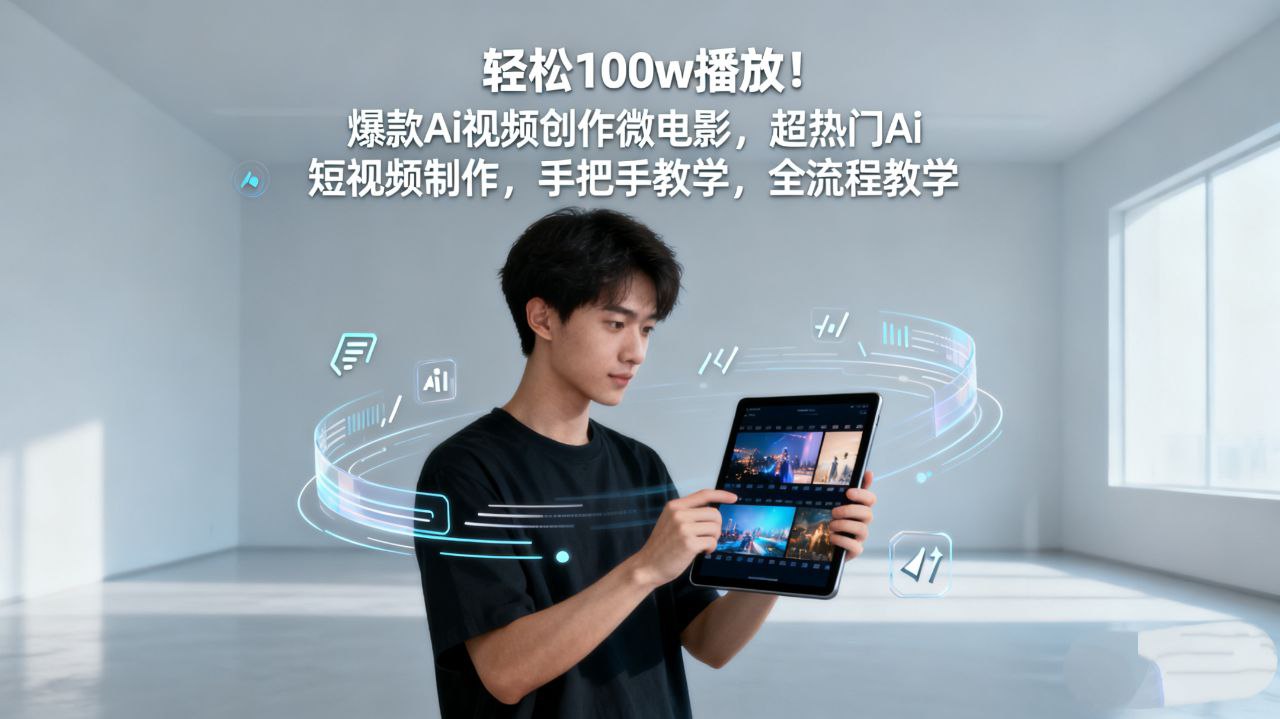 AI视频制作保姆级教程：全流程拆解，新手也能快速出100W播放 - 夸克网盘 资源封面图