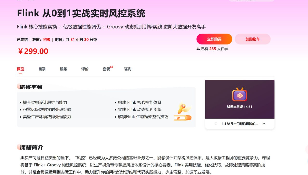 Flink从0到1实战实时风控系统 - 夸克网盘 资源封面图